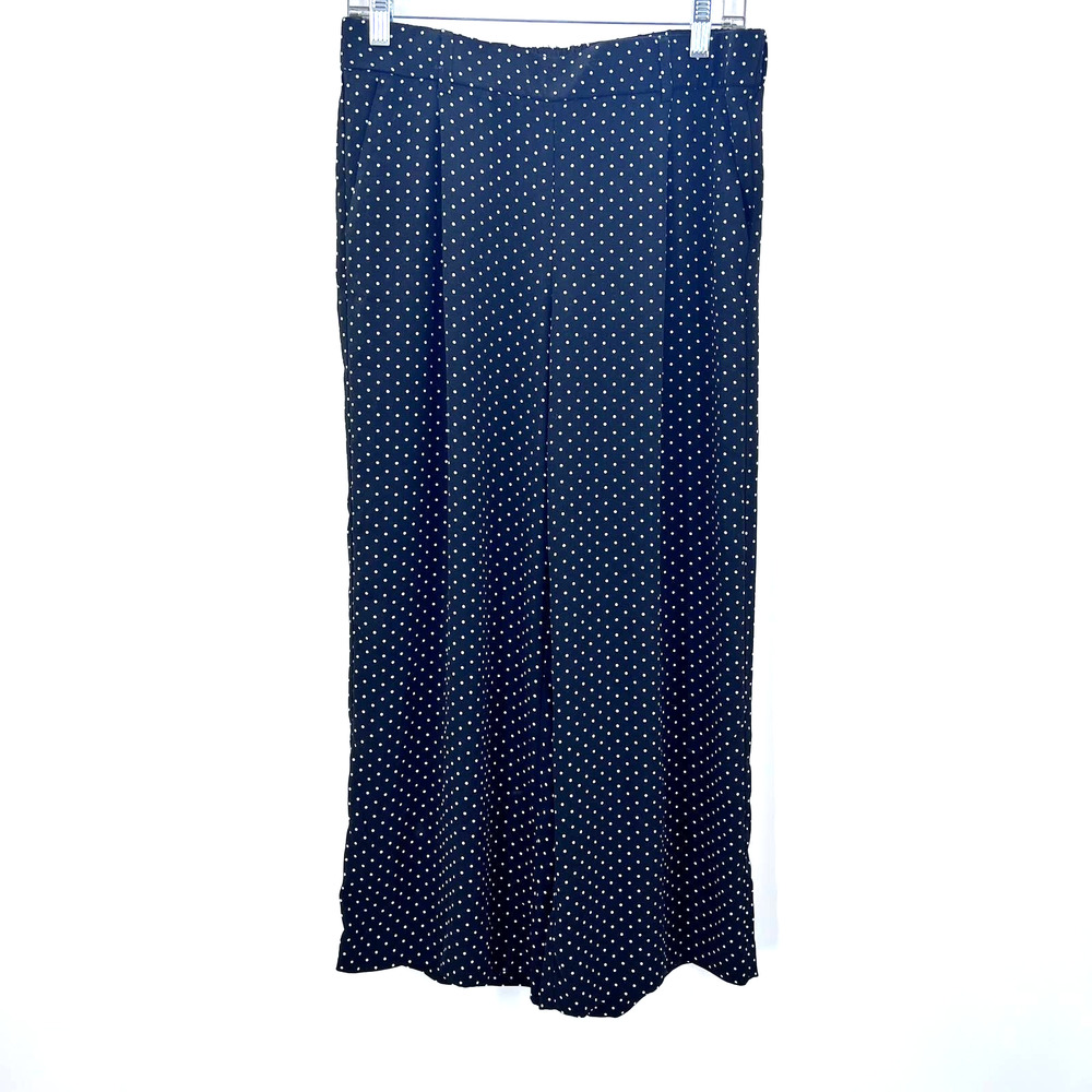 Halogen Black White Polka Dot Loose‎ Fit Straight Leg Career Casual Pants Small